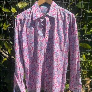 Alan Flusser Pink and Blue Paisley Men's Shirt